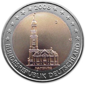 2 Euro Deutschland 2008 Hamburger Michel