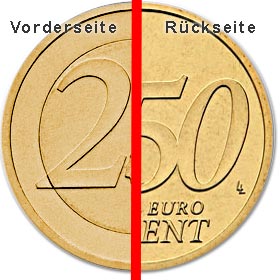 Stempelkopplung 2 Euro und 50 Cent